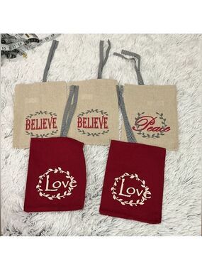 Collections Etc burlap holiday gift bags with 3 different patterns